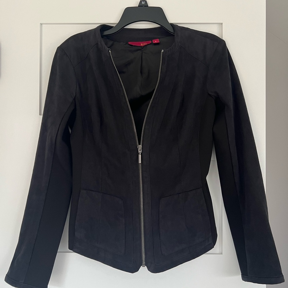 G.I.L.I. Black Women's Faux Suede Blazer Jacket